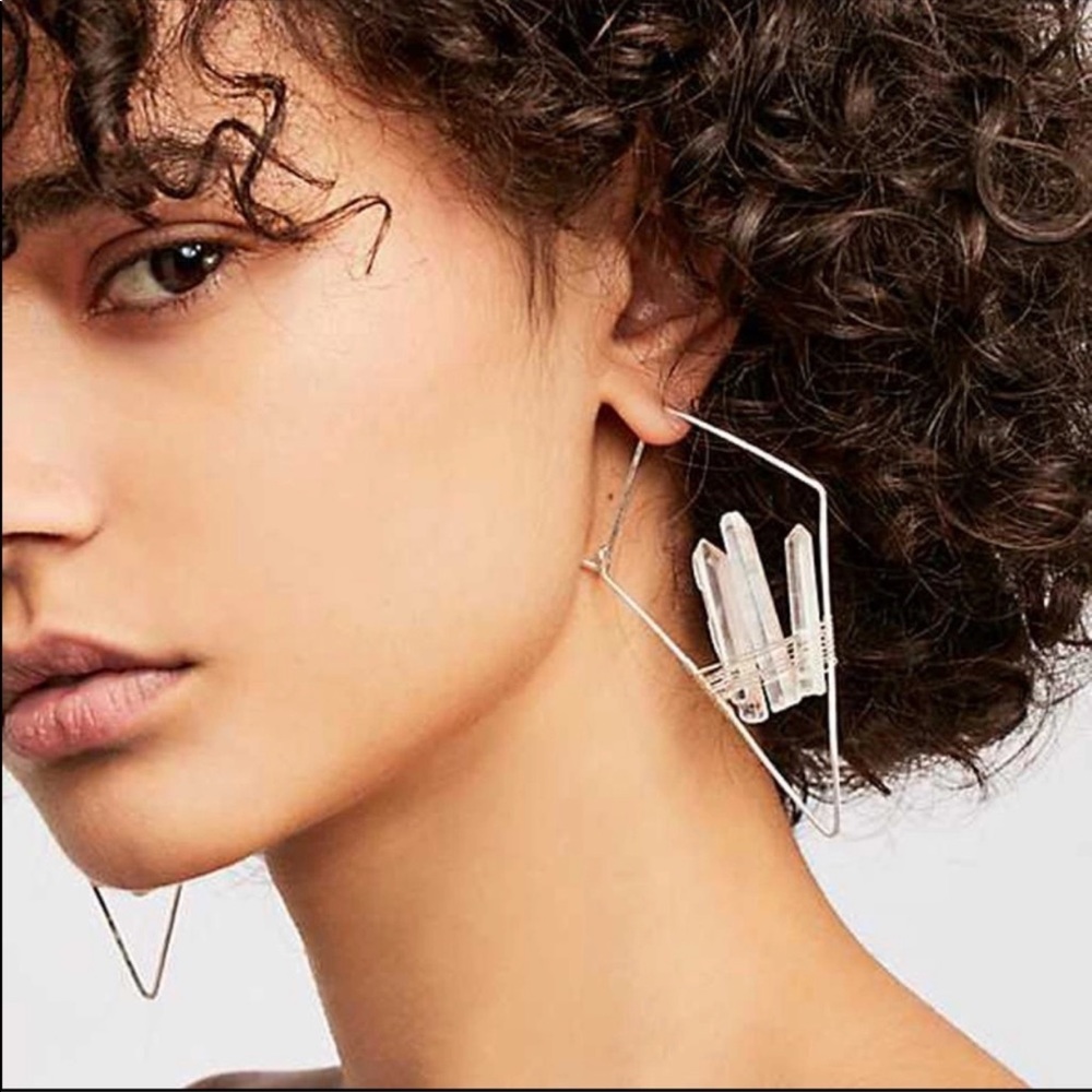 Mint Geode Threader Earrings in White